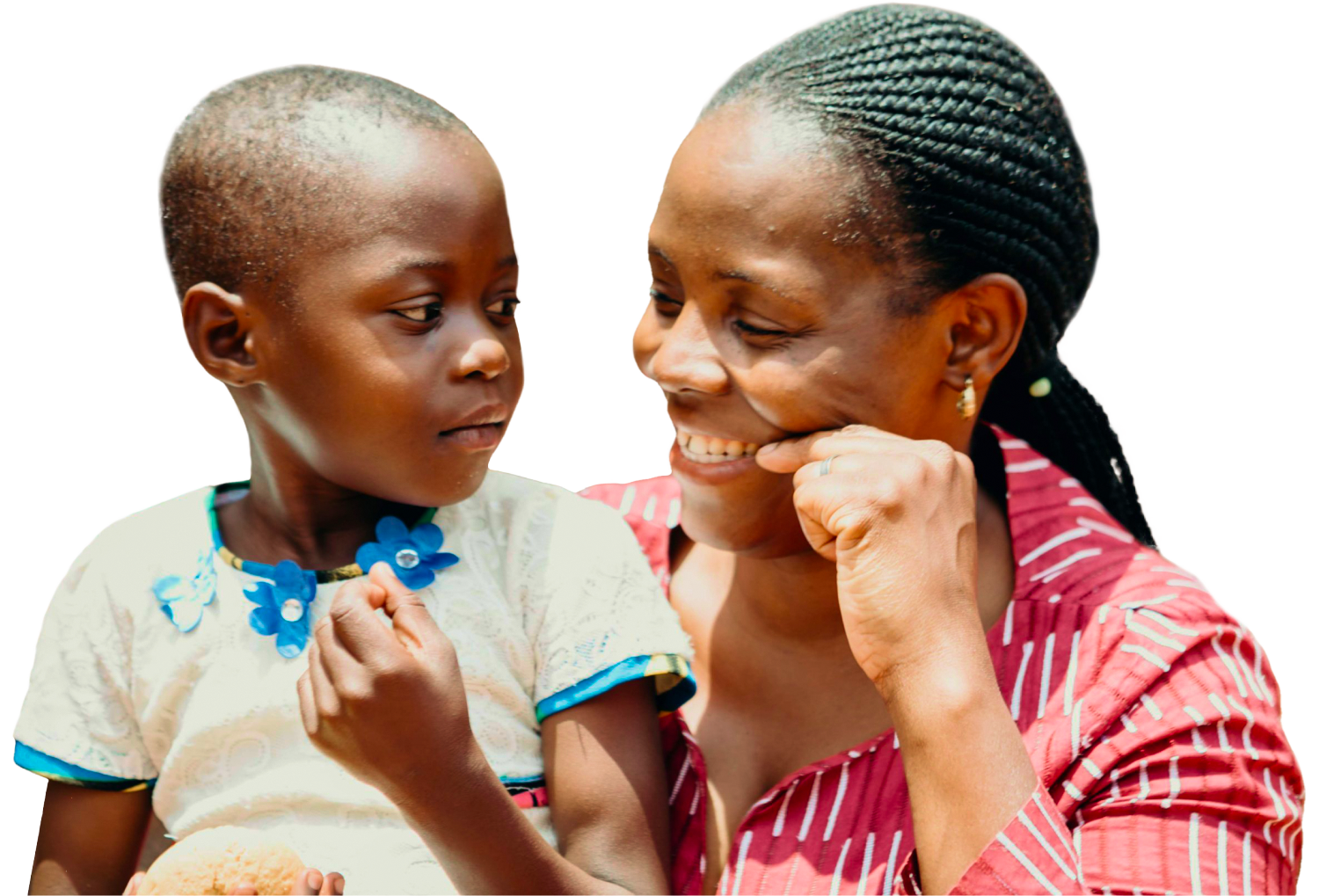 Woman and child smiling at each other